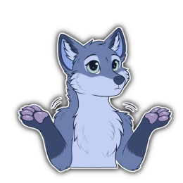 Blue fox character shrugging