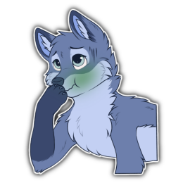 Blue fox character holding their paw to their mouth like they are about to throw up