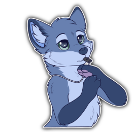 A blue fox holding out their paws in a T shape and blowing a whistle
